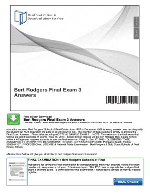 Click the Get form key to open the document and start editing. . Bert rodgers exam 22b answers